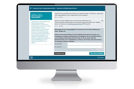 Screenshot Online-Applikation Steuer-Compliance