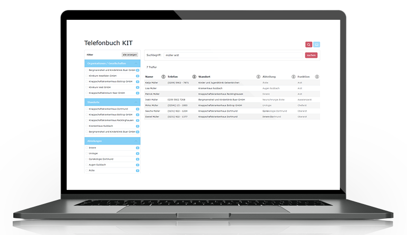 Screenshot Telefondatenbank