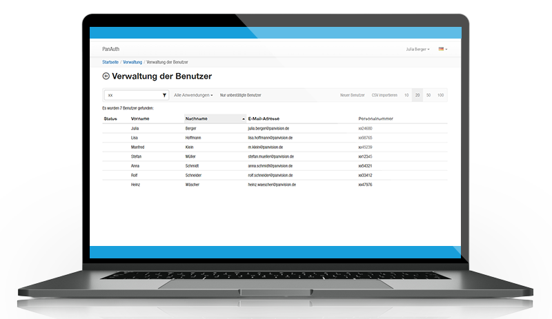 Screenshot Authentifizierung