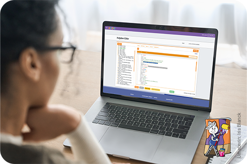 Ansicht der ALFONS Anwendung mit Grafik von Iris Blanck