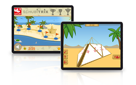 Ansicht der Apps SCHUBITRIX und LÜK Pyramide, entwickelt von Panvision für die Westermann-Gruppe