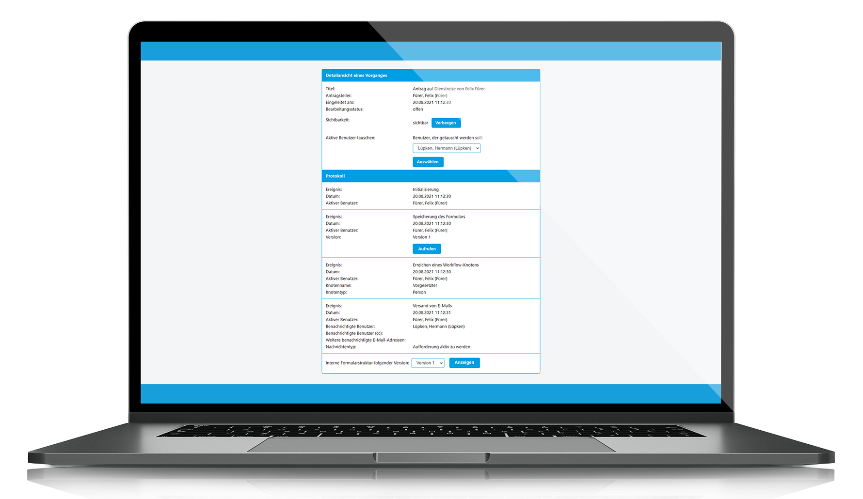 Ansicht der Protokollierungsfunktion in PANFLOW