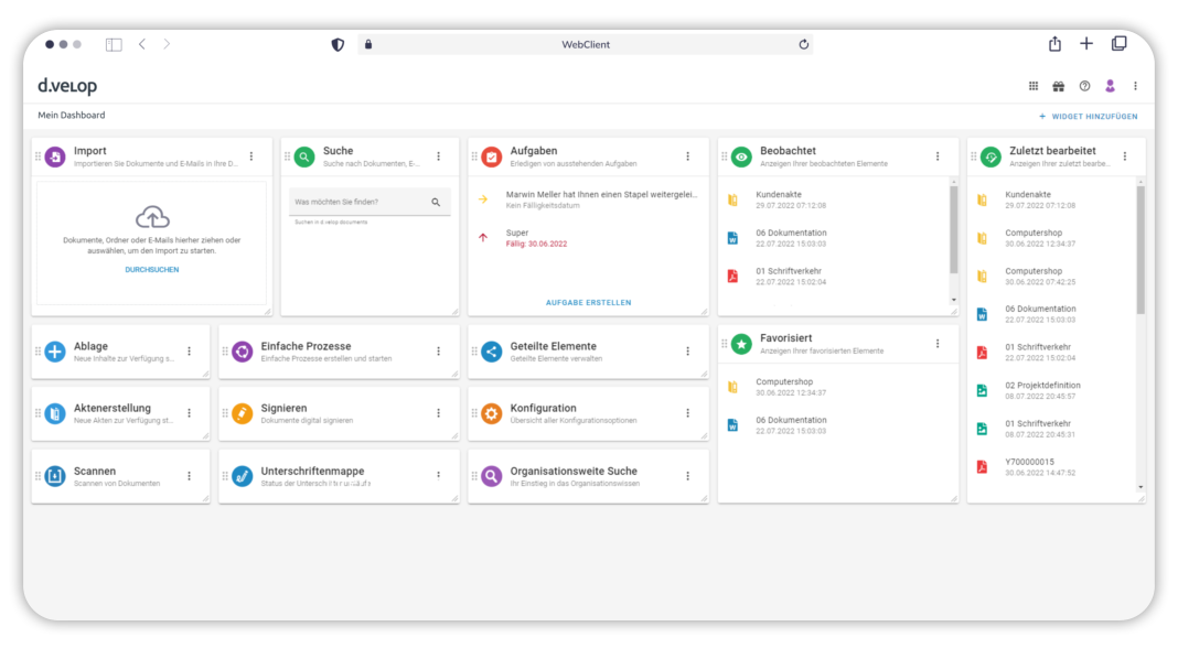 Ansicht des DMS d.velop documents