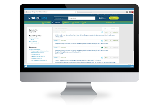 Ansicht der Informationsdatenbank der Medizinischen Dienste Bund, entwickelt von Panvision